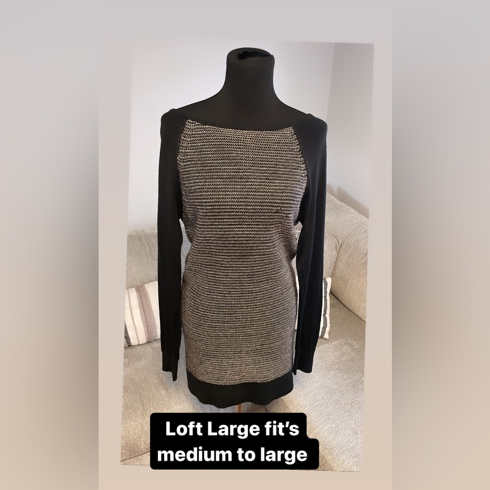 Gold and black sweater dress